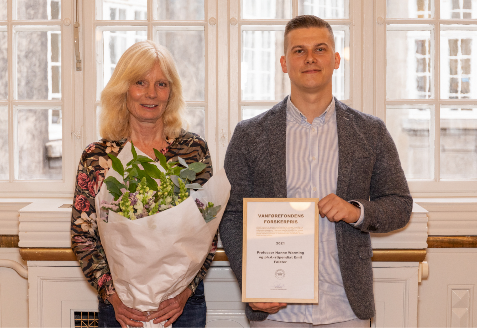 Vinder af Forskerprisen: Professor Hanne Warming og ph.d.-stipendiat Emil Søbjerg Falster
